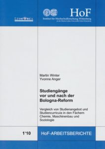 Studiengänge vor und nach der Bologna-Reform. Vergleich von Studienangebot und Studiencurricula in den Fächern Chemie, Maschinenbau und Soziologie