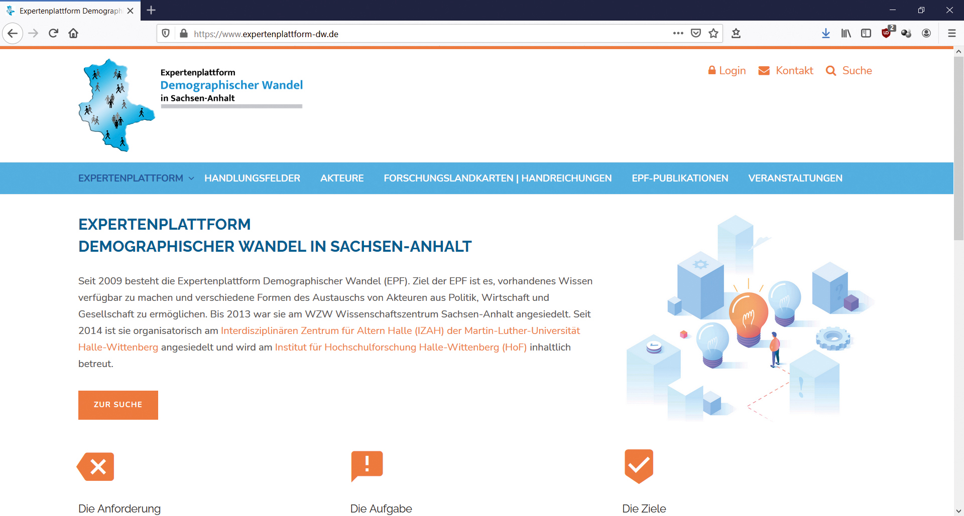 Screenshot EPF-Homepage