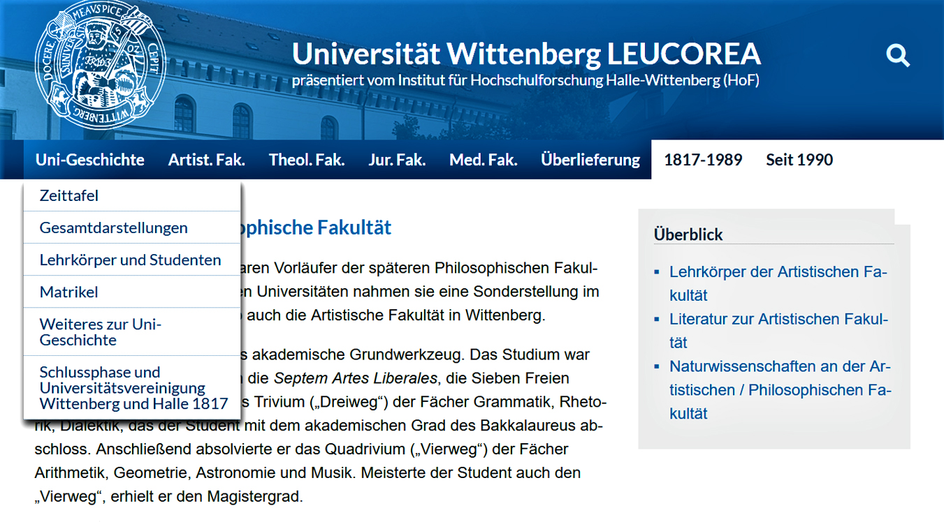 Screenshot www.uni-wittenberg.de